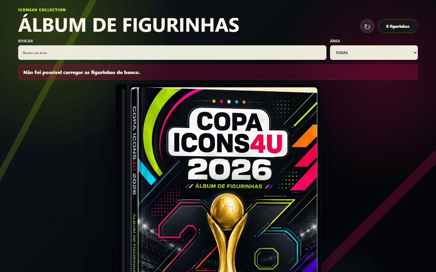 Tela do projeto Álbum Icons4u